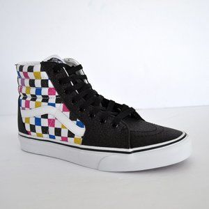 VANS SK8-HI GLITTER CHECKERBOARD SNEAKER SHOES